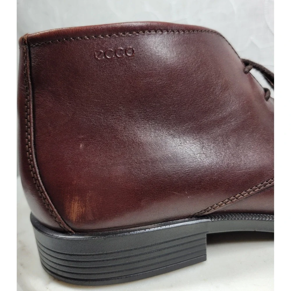 ECCO Harold Plain Toe Chukka Boot 44 Mens Burgundy Lace Up Desert Professional